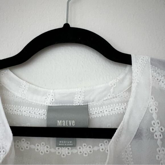 Anthropologie Maeve White Embroidered Top - Picture 5 of 7